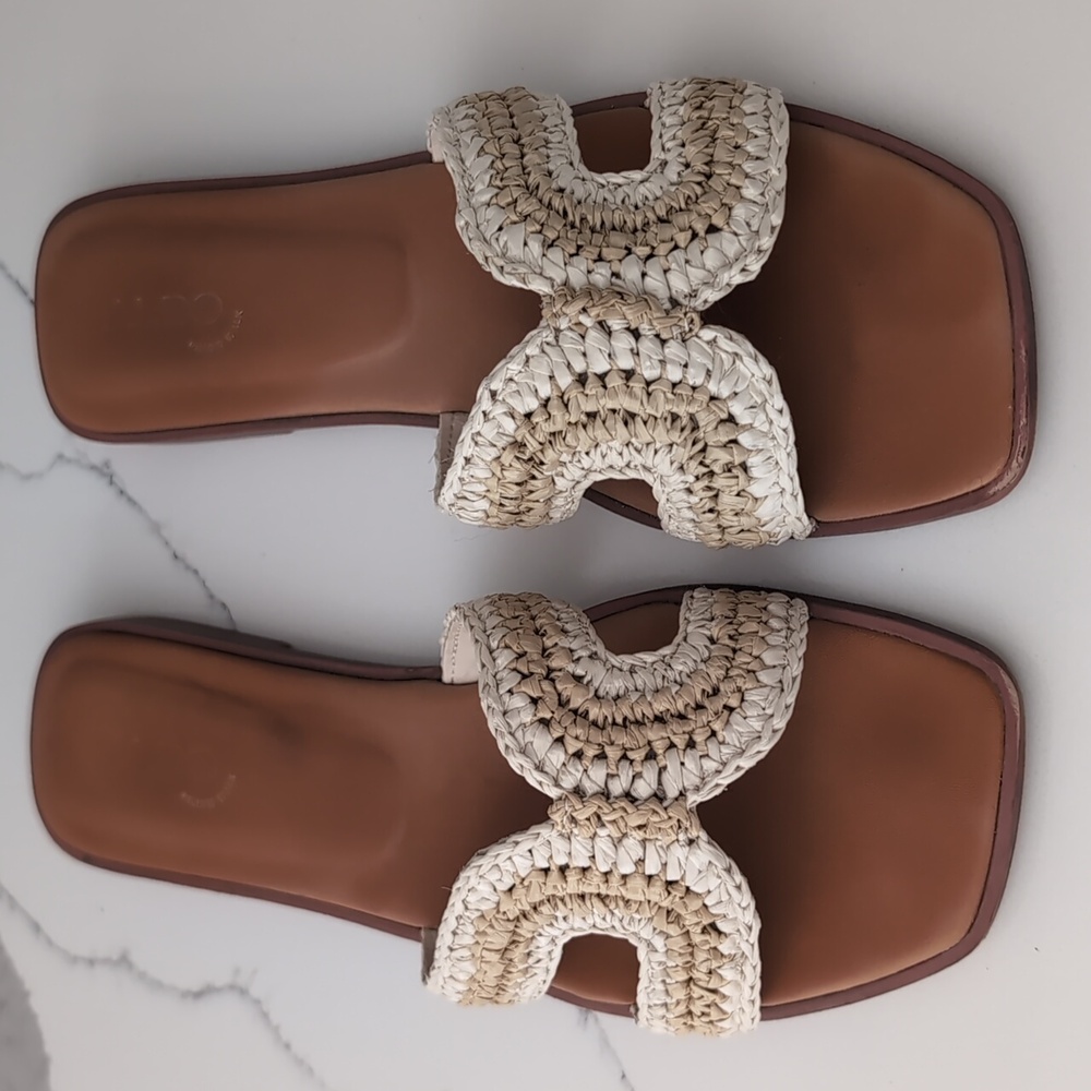 Aldo Women's Itsandal Sandal Beige Straw Size 7.5